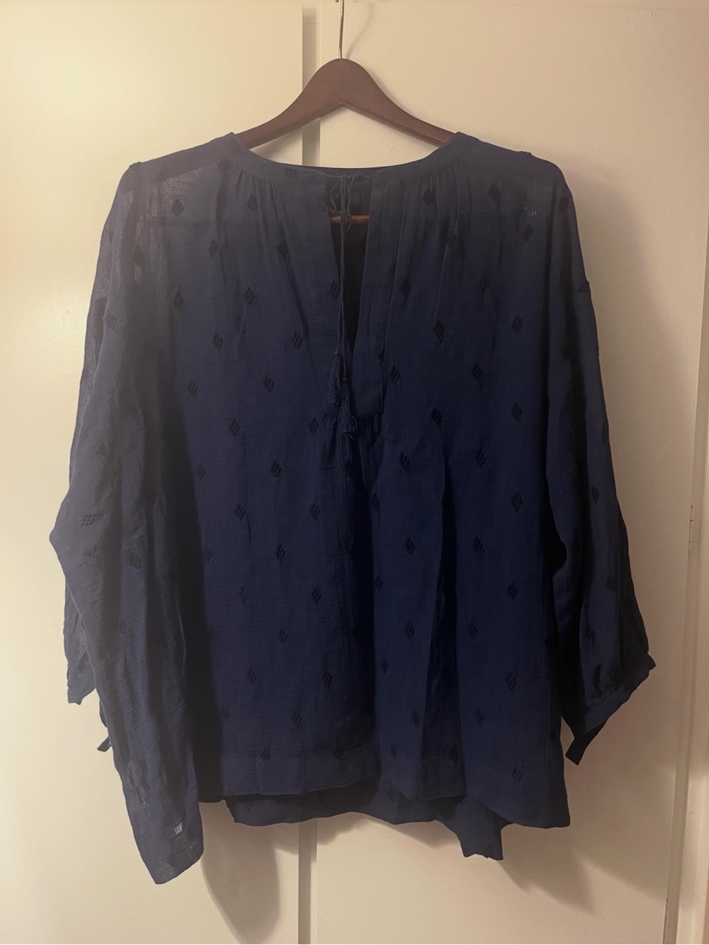 Madewell Navy Blue Embroidered Peasant Tunic